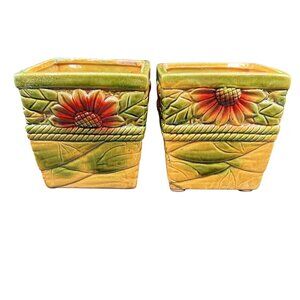 Robinson Ransbottom Pottery Company Vintage "Celestial Sun Moon" Unique Set Of 2